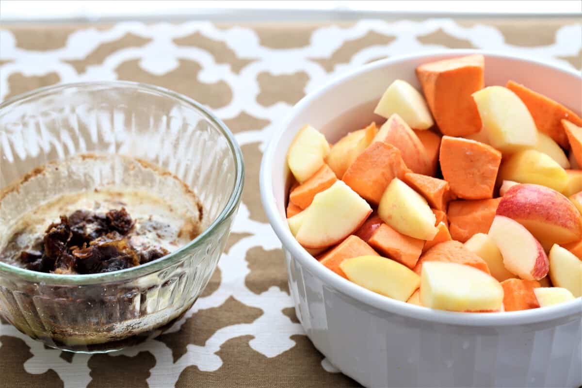 bowl of sweet potatos and apples